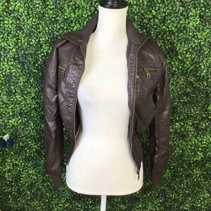 NWT faux leather  Chocolate brown‎ Jacket